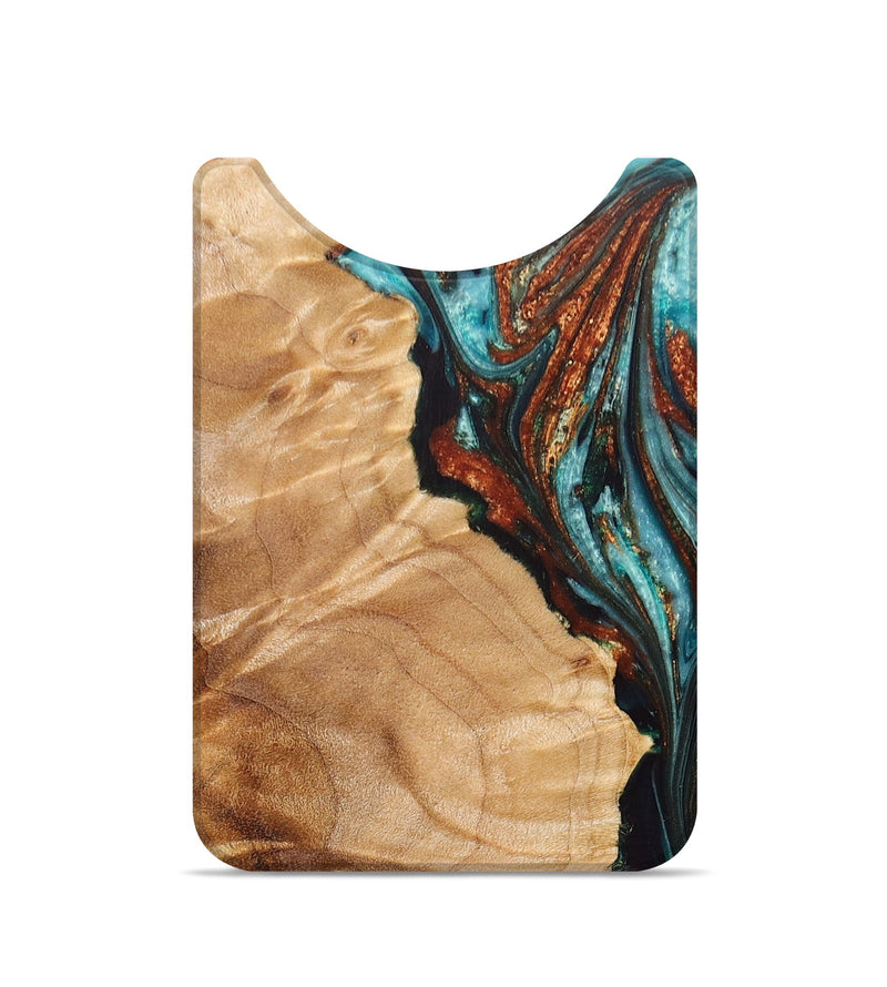Live Edge Wood+Resin Wallet - Cortney (Teal & Gold, 672991)