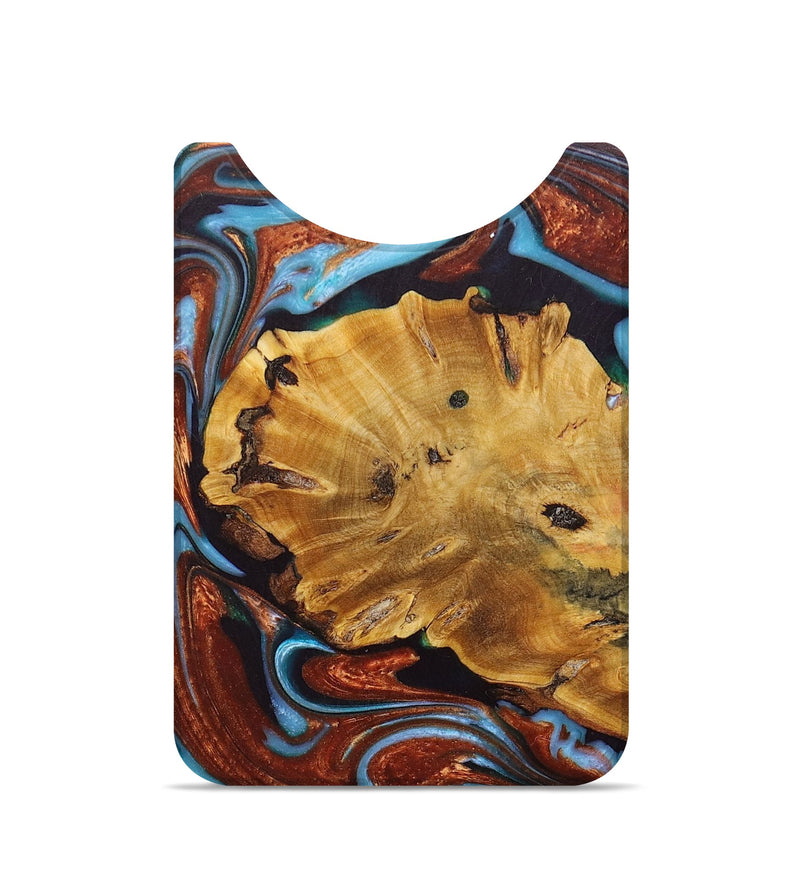 Live Edge Wood+Resin Wallet - Guy (Teal & Gold, 672997)
