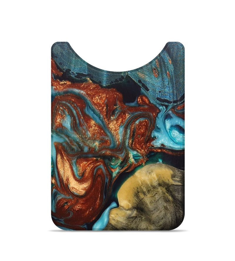 Live Edge Wood+Resin Wallet - Maeve (Teal & Gold, 673005)