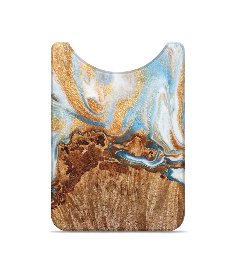 Live Edge Wood+Resin Wallet - Keisha (Teal & Gold, 673026)