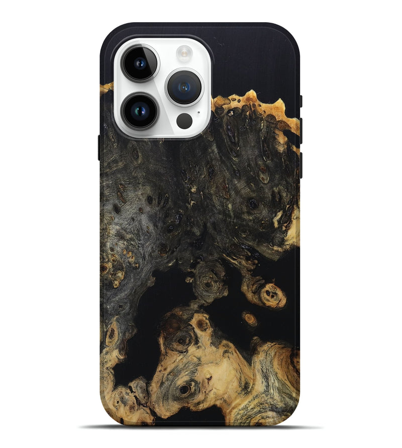 iPhone 15 Pro Max Wood+Resin Live Edge Phone Case - Haley (Pure Black, 673219)