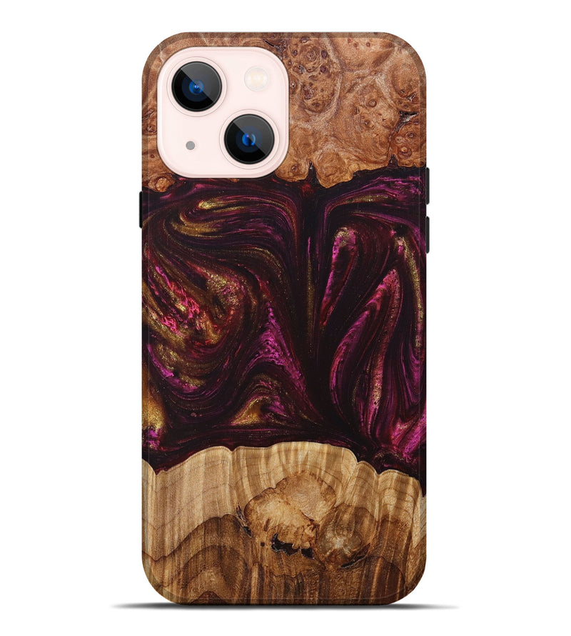 iPhone 14 Plus Wood+Resin Live Edge Phone Case - Jensen (Red, 673220)