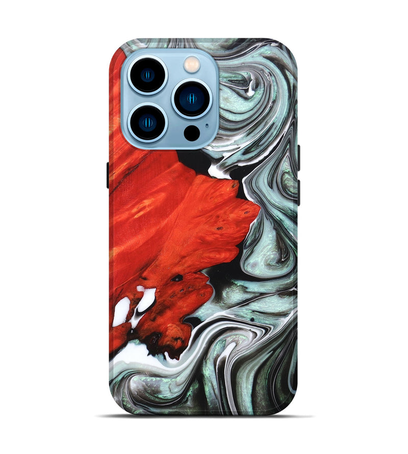 iPhone 14 Pro Wood+Resin Live Edge Phone Case - Keri (Black & White, 673226)