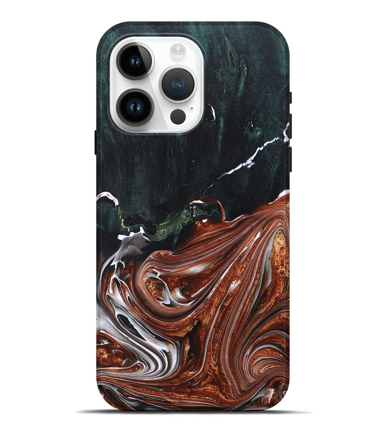 iPhone 15 Pro Max Wood+Resin Live Edge Phone Case - Natalie (Red, 673227)