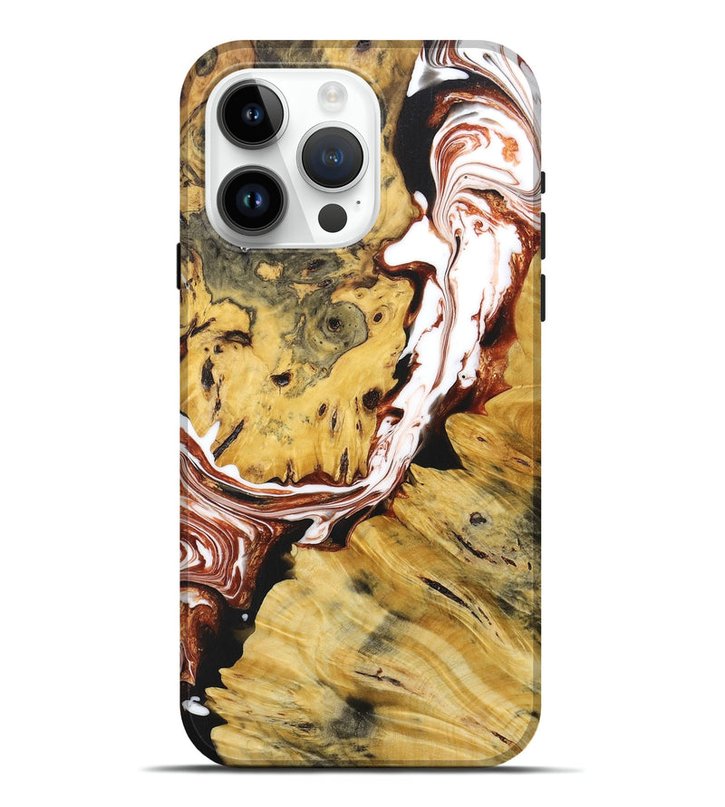 iPhone 15 Pro Max Wood+Resin Live Edge Phone Case - Madisyn (Red, 673228)