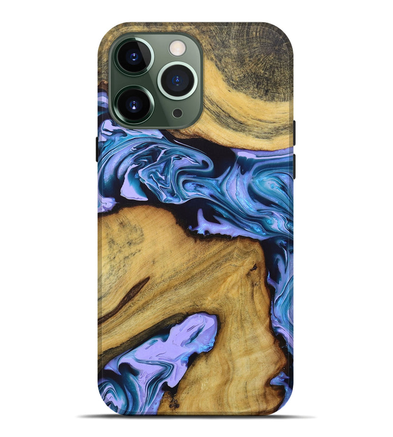 iPhone 13 Pro Max Wood+Resin Live Edge Phone Case - Jean (Purple, 673229)