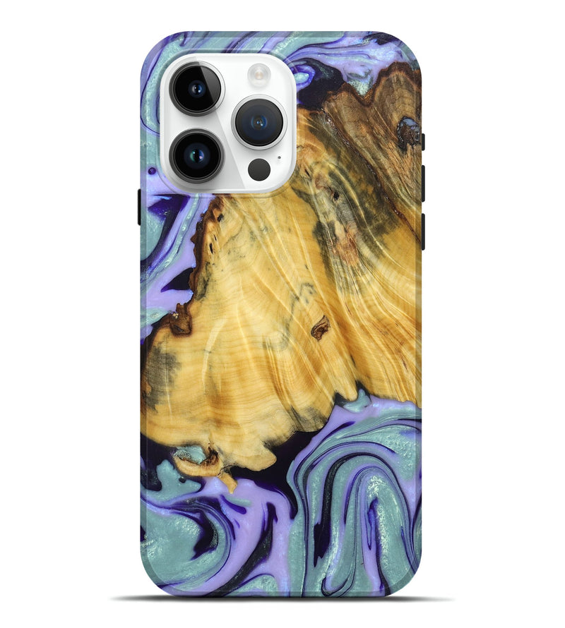 iPhone 15 Pro Max Wood+Resin Live Edge Phone Case - Ralph (Purple, 673230)