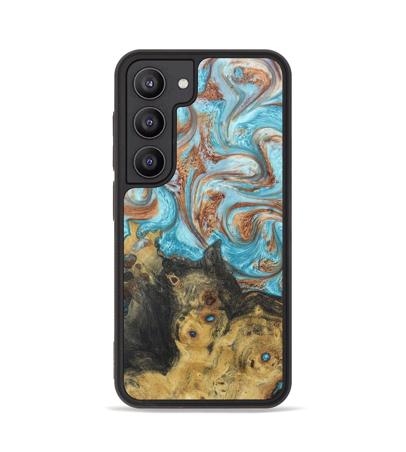 Galaxy S23 Wood+Resin Phone Case - Lisa (Teal & Gold, 673395)
