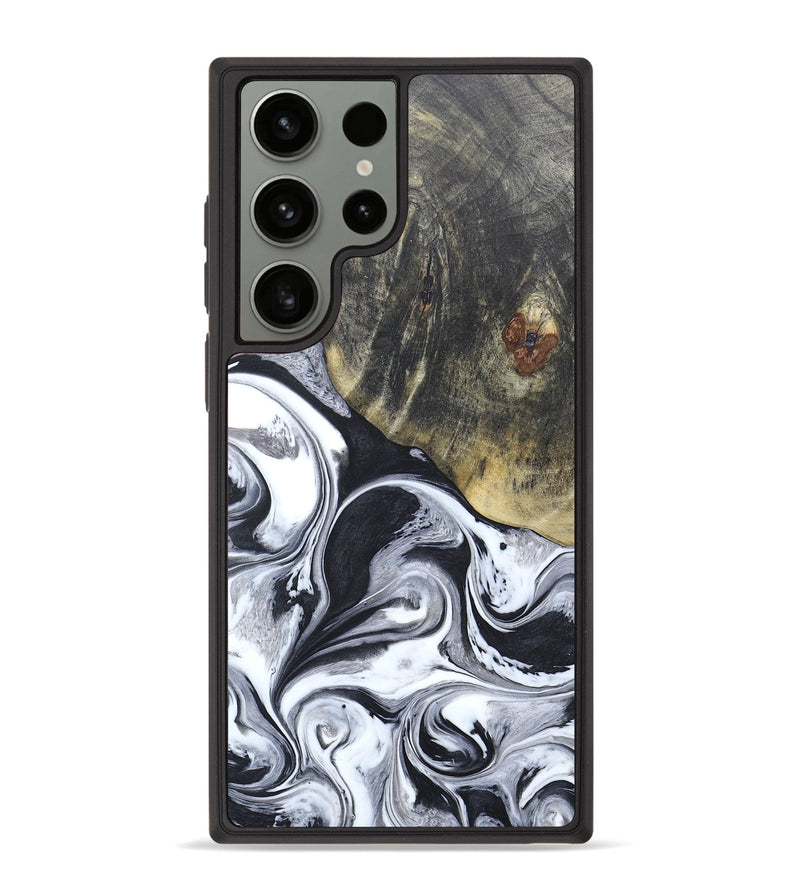 Galaxy S23 Ultra Wood+Resin Phone Case - Rodney (Black & White, 673433)