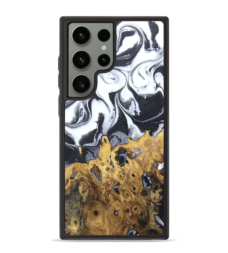 Galaxy S23 Ultra Wood+Resin Phone Case - Athena (Black & White, 673434)