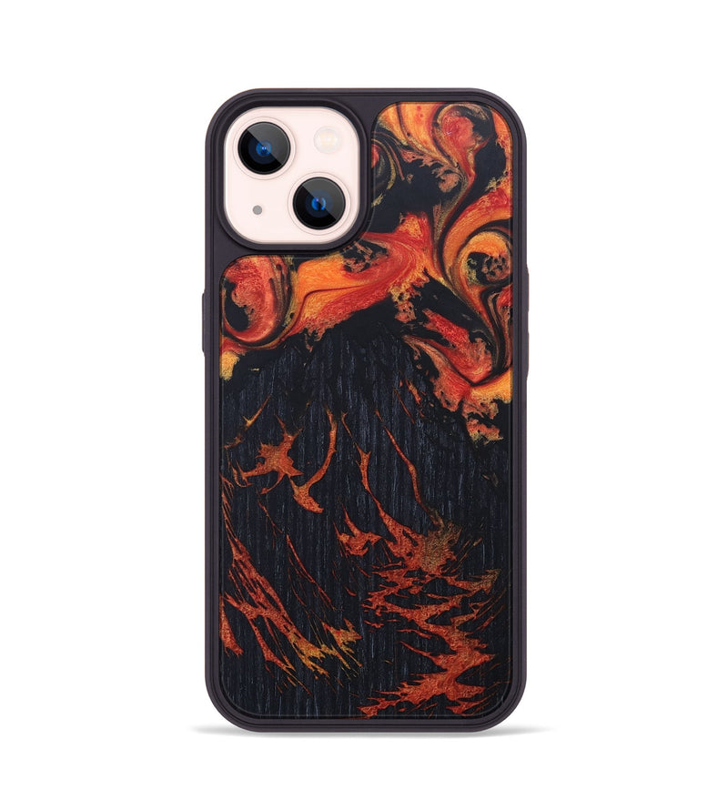 iPhone 14 Wood+Resin Phone Case - Bernice (Lava, 673504)