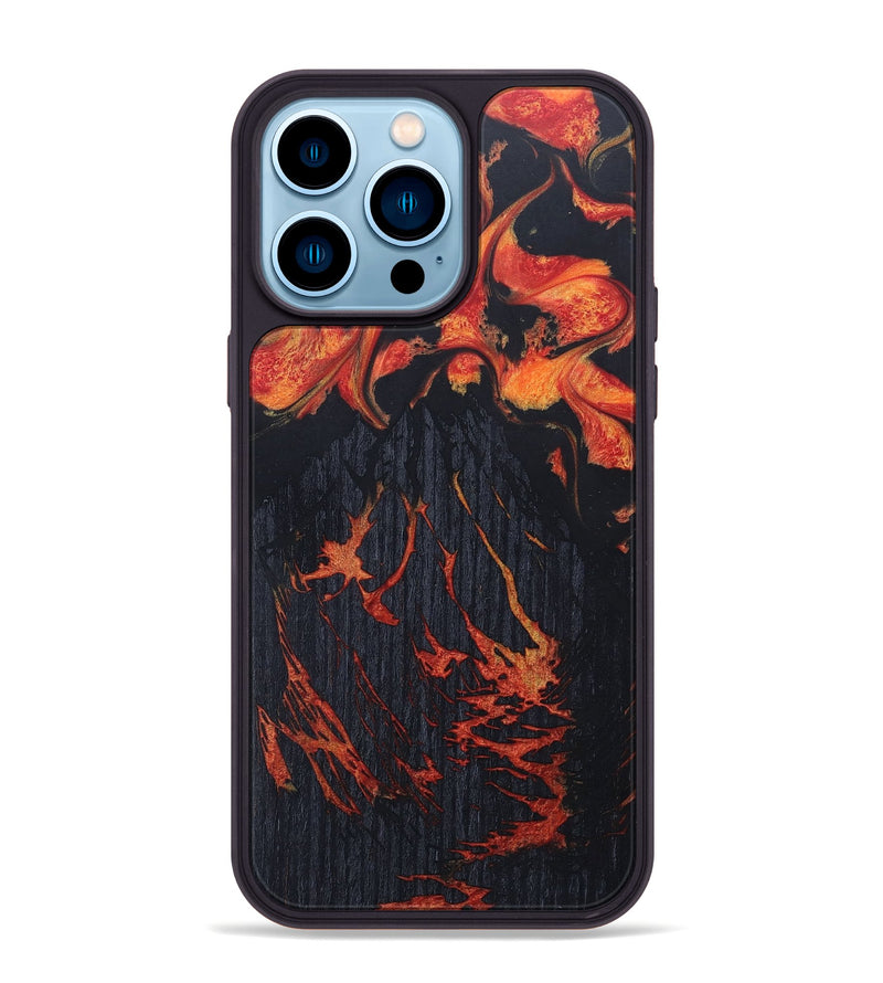iPhone 14 Pro Max Wood+Resin Phone Case - Leah (Lava, 673534)