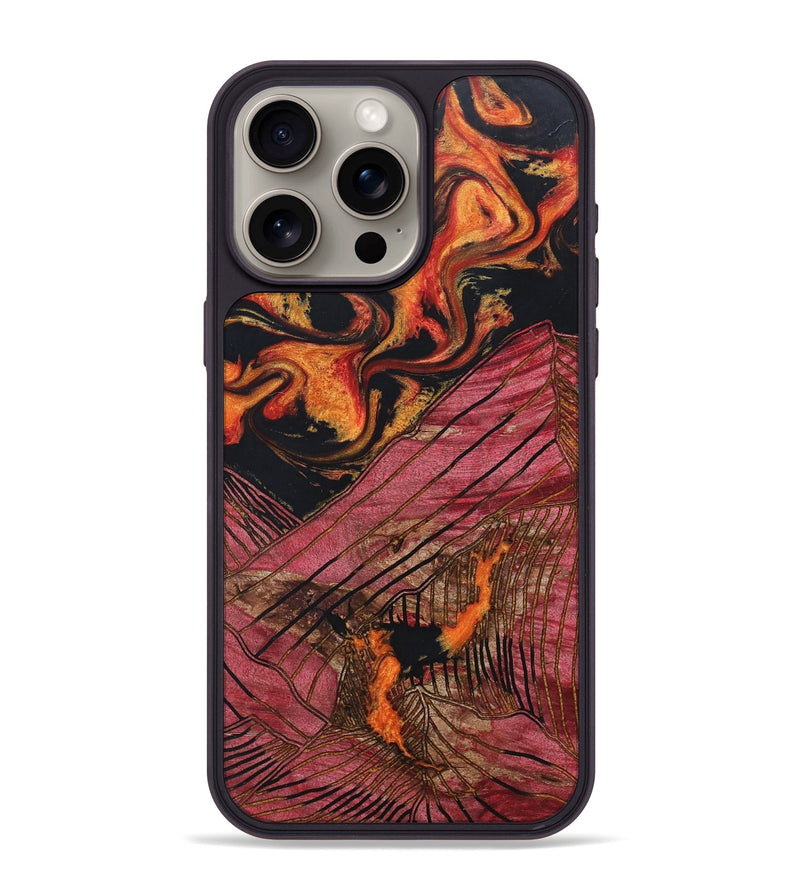 iPhone 15 Pro Max Wood+Resin Phone Case - Layla (Lava, 673577)