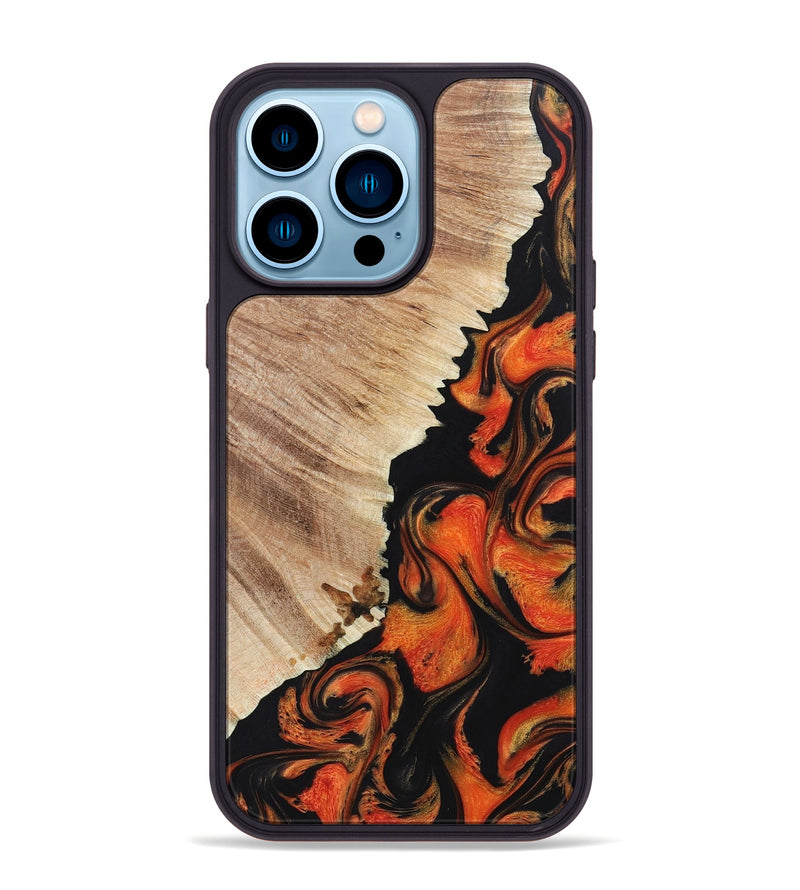 iPhone 14 Pro Max Wood+Resin Phone Case - Jordan (Lava, 673596)