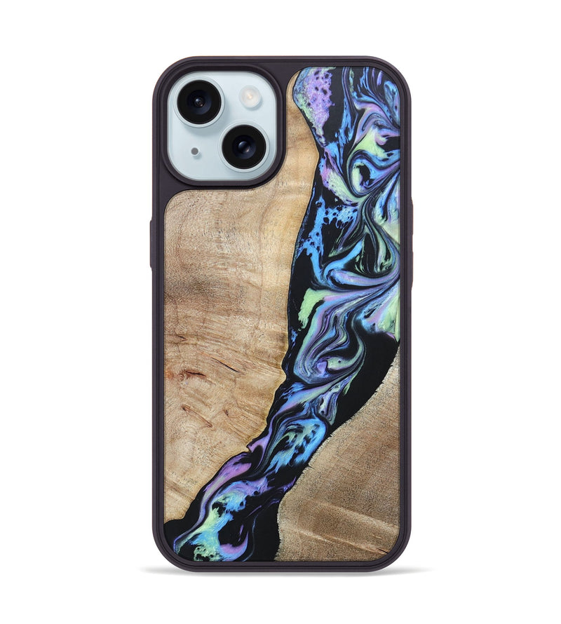 iPhone 15 Wood+Resin Phone Case - Emilia (Aurora, 673654)