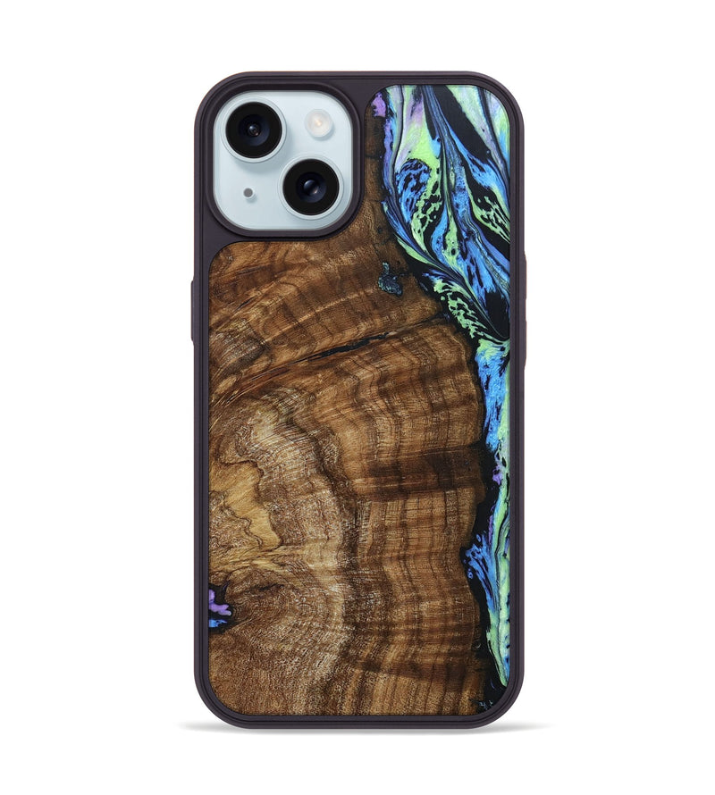 iPhone 15 Wood+Resin Phone Case - Kellen (Aurora, 673690)