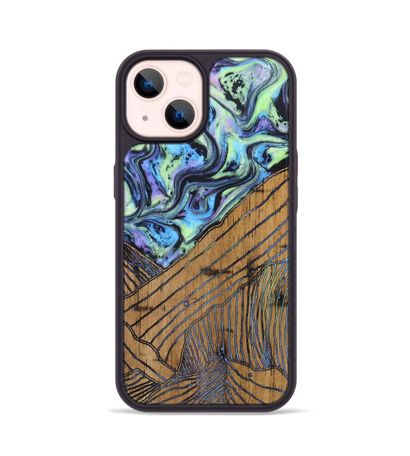 iPhone 14 Wood+Resin Phone Case - Sondra (Aurora, 673703)