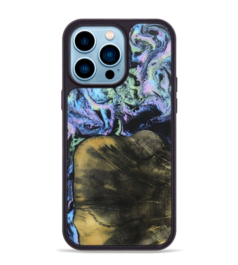 iPhone 14 Pro Max Wood+Resin Phone Case - Shanice (Aurora, 673706)