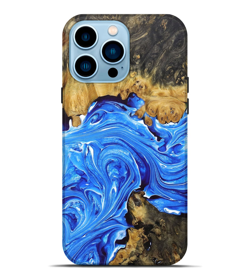 iPhone 14 Pro Max Wood+Resin Live Edge Phone Case - King (Blue, 673952)