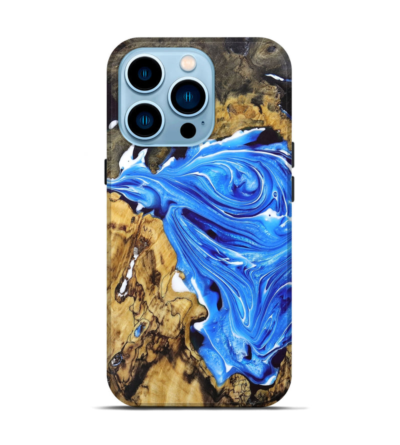 iPhone 14 Pro Wood+Resin Live Edge Phone Case - Madison (Blue, 673954)