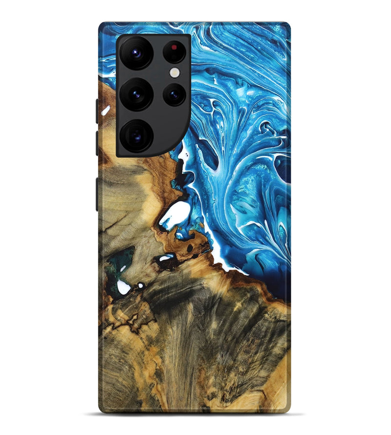 Galaxy S22 Ultra Wood+Resin Live Edge Phone Case - Lauren (Blue, 673956)