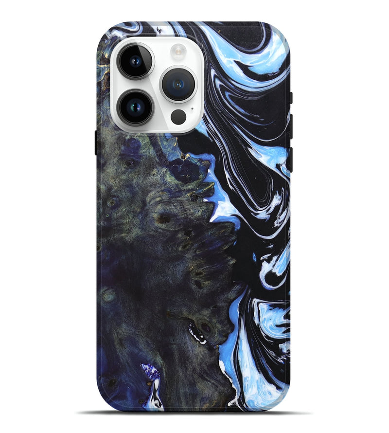 iPhone 15 Pro Max Wood+Resin Live Edge Phone Case - Deandre (Blue, 673958)