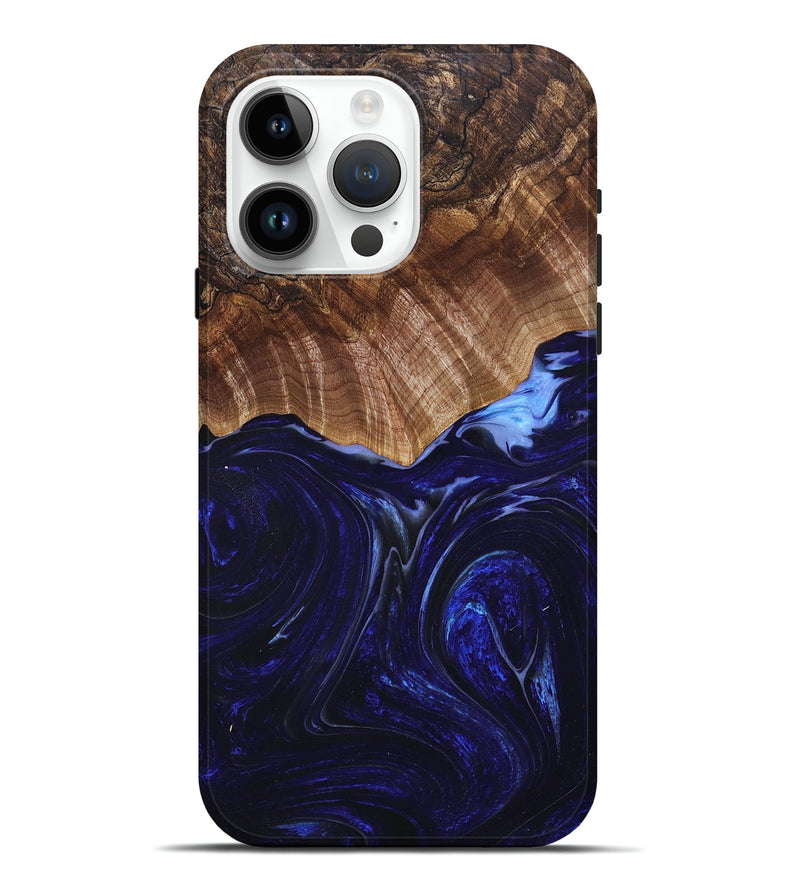 iPhone 15 Pro Max Wood+Resin Live Edge Phone Case - Raven (Blue, 673962)