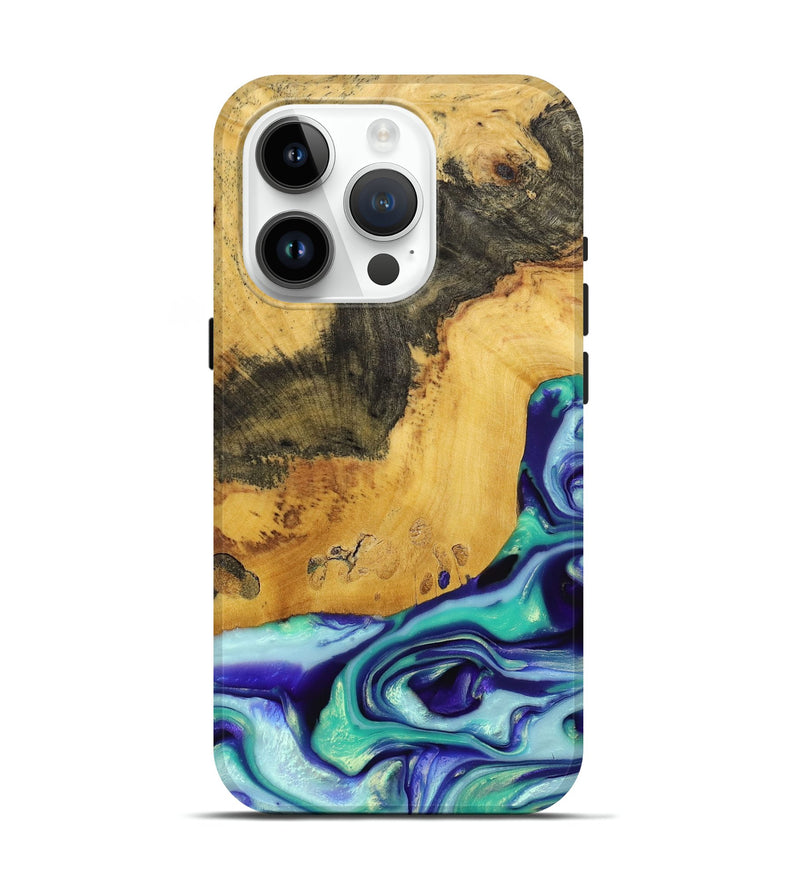iPhone 15 Pro Wood+Resin Live Edge Phone Case - Alayna (Purple, 673964)