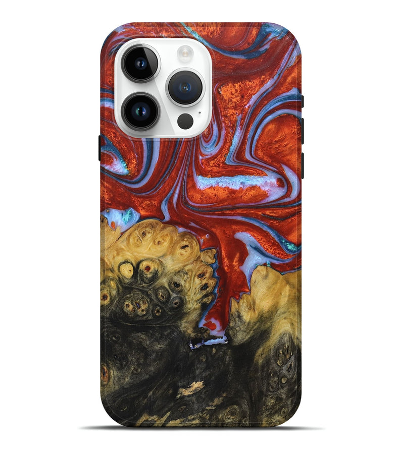 iPhone 15 Pro Max Wood+Resin Live Edge Phone Case - Nikki (Red, 673967)