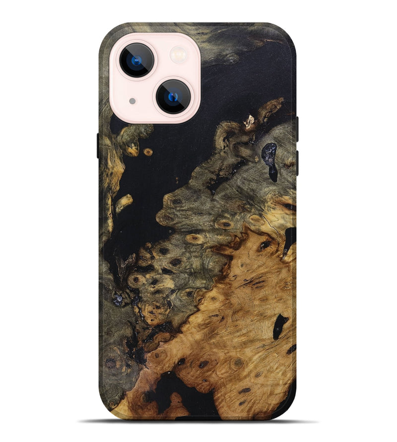 iPhone 14 Plus Wood+Resin Live Edge Phone Case - Cassidy (Pure Black, 673970)