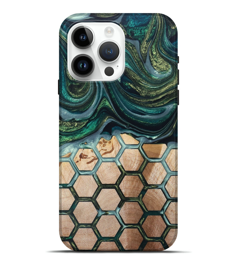 iPhone 15 Pro Max Wood+Resin Live Edge Phone Case - Deja (Pattern, 673973)