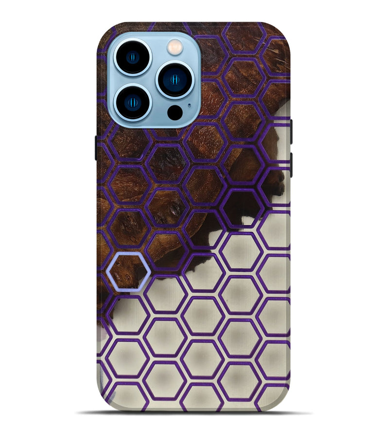 iPhone 14 Pro Max Wood+Resin Live Edge Phone Case - Kamila (Clear, 674021)