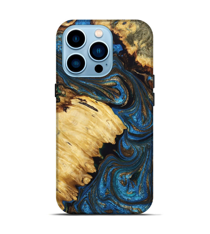 iPhone 14 Pro Wood+Resin Live Edge Phone Case - Cory (Green, 674080)