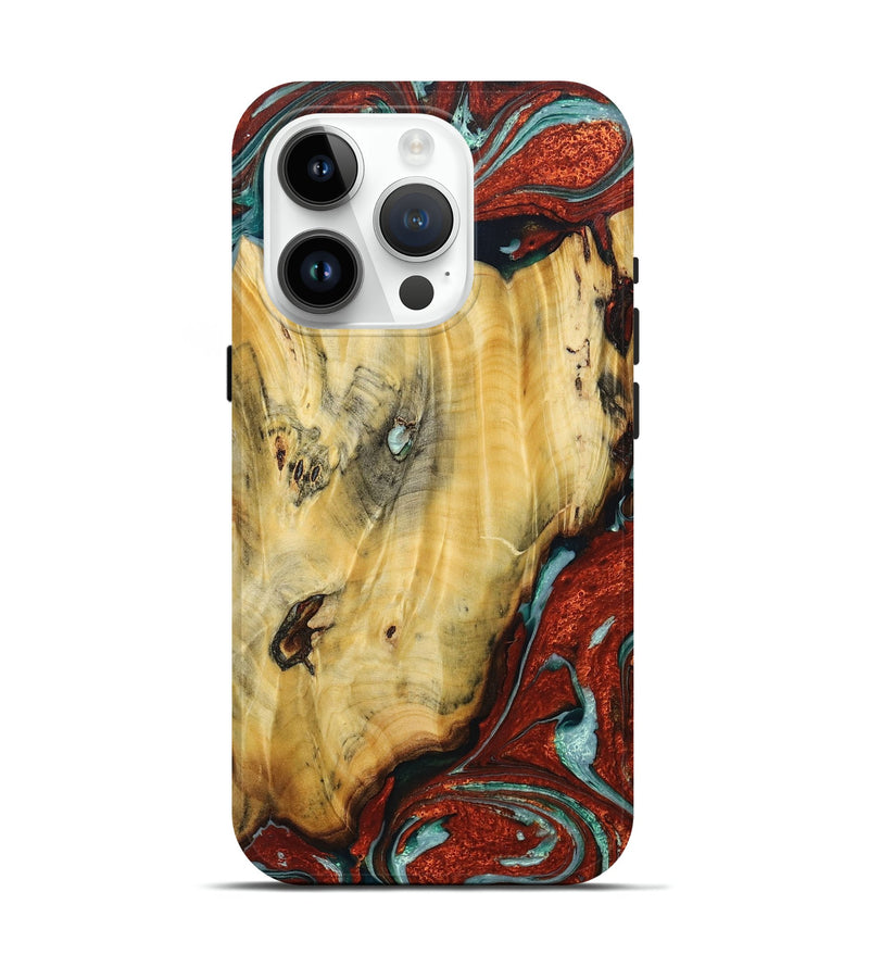 iPhone 15 Pro Wood+Resin Live Edge Phone Case - Adelyn (Green, 674088)