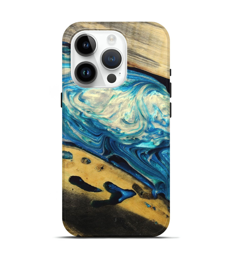 iPhone 15 Pro Wood+Resin Live Edge Phone Case - Jamie (Blue, 674089)