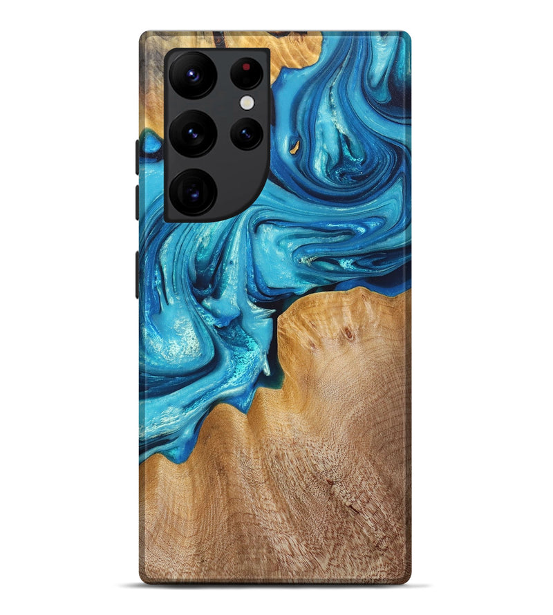 Galaxy S22 Ultra Wood+Resin Live Edge Phone Case - Rick (Blue, 674090)