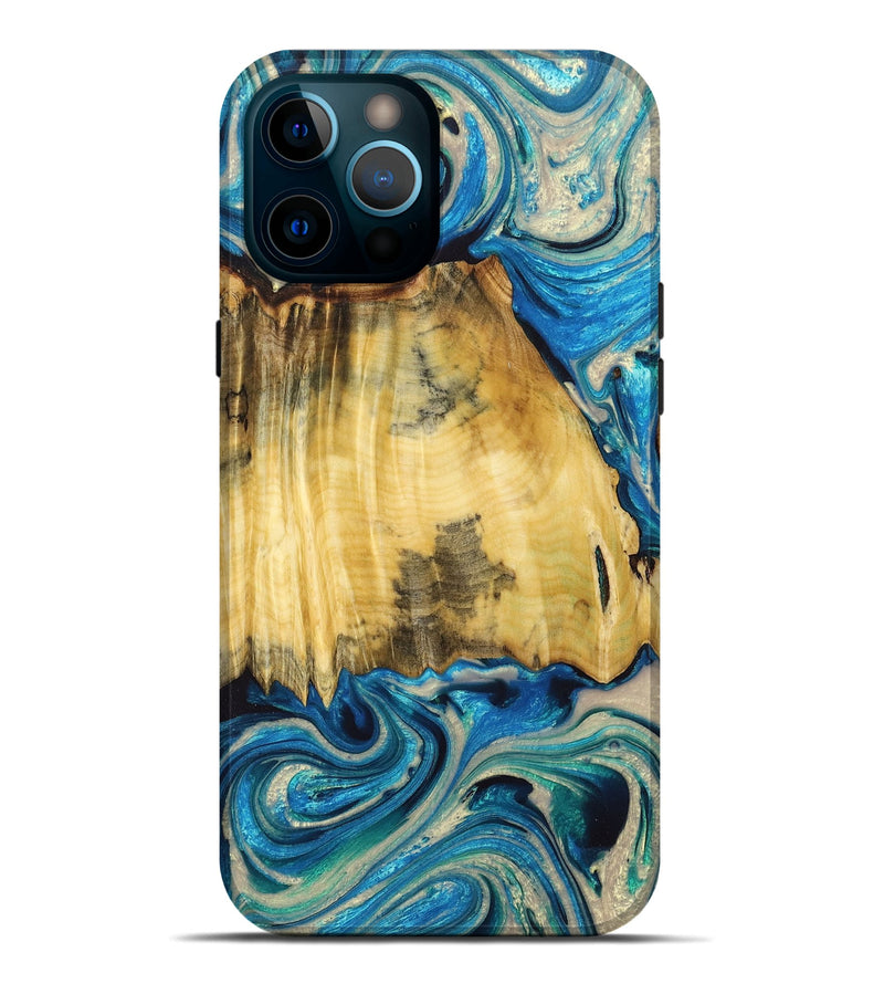 iPhone 12 Pro Max Wood+Resin Live Edge Phone Case - Irvin (Blue, 674091)