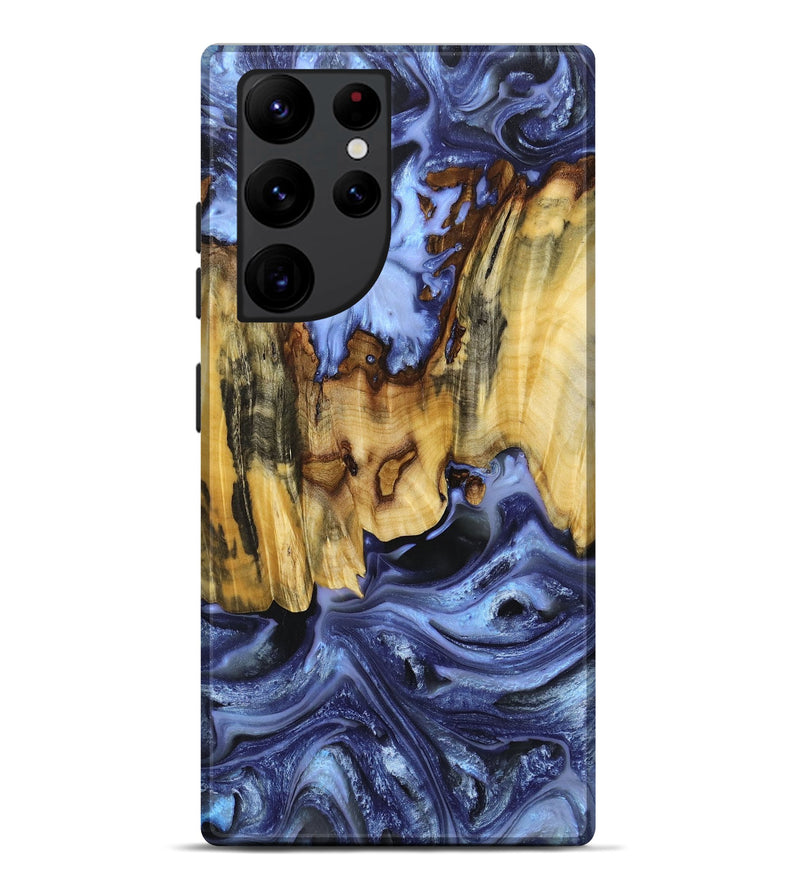 Galaxy S22 Ultra Wood+Resin Live Edge Phone Case - Shelley (Blue, 674092)