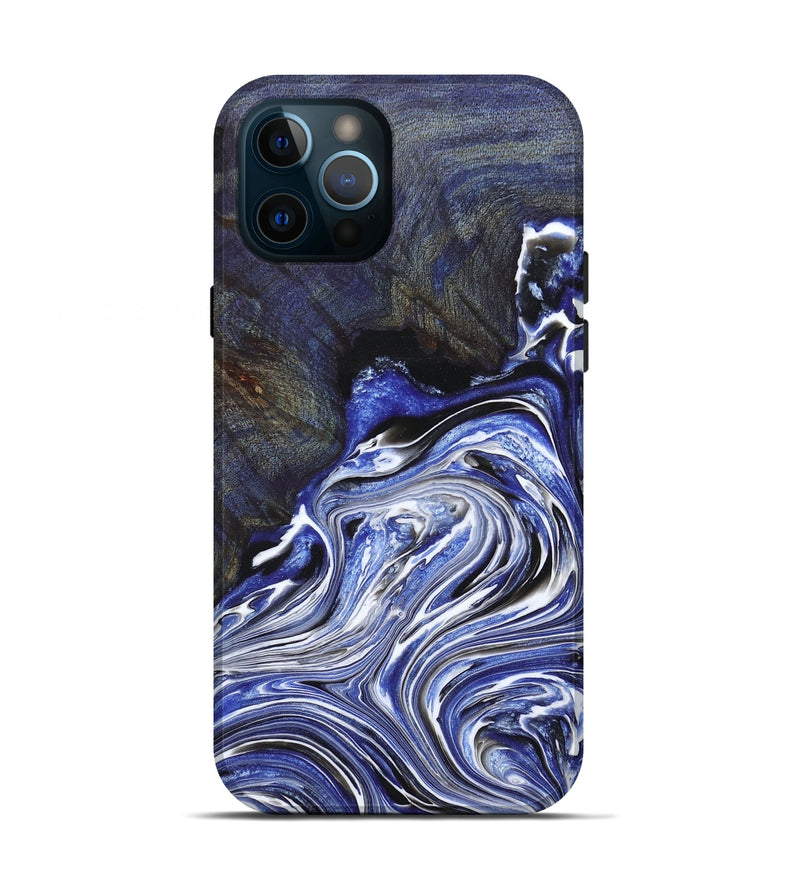 iPhone 12 Pro Wood+Resin Live Edge Phone Case - Cheyanne (Blue, 674095)