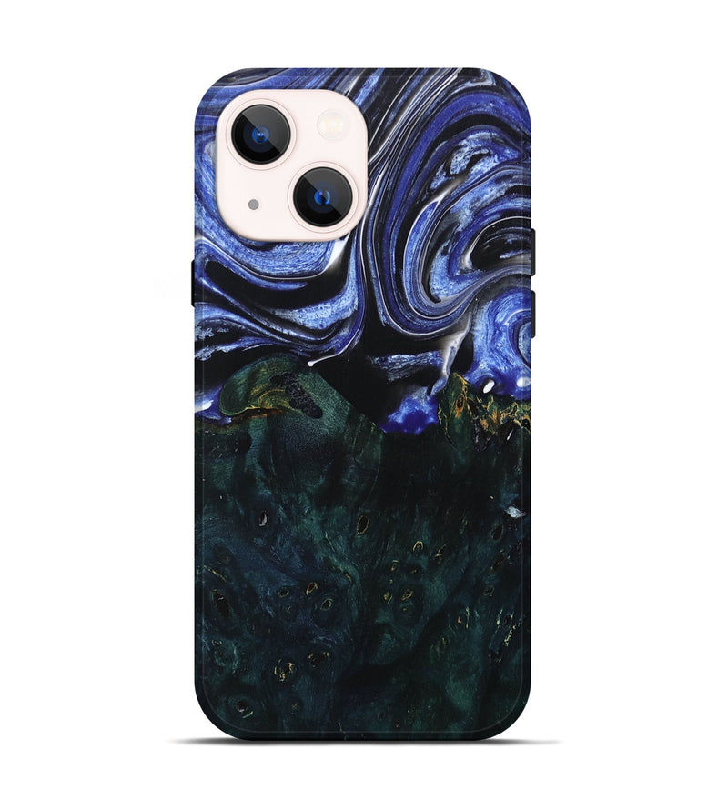 iPhone 14 Wood+Resin Live Edge Phone Case - Camila (Blue, 674097)