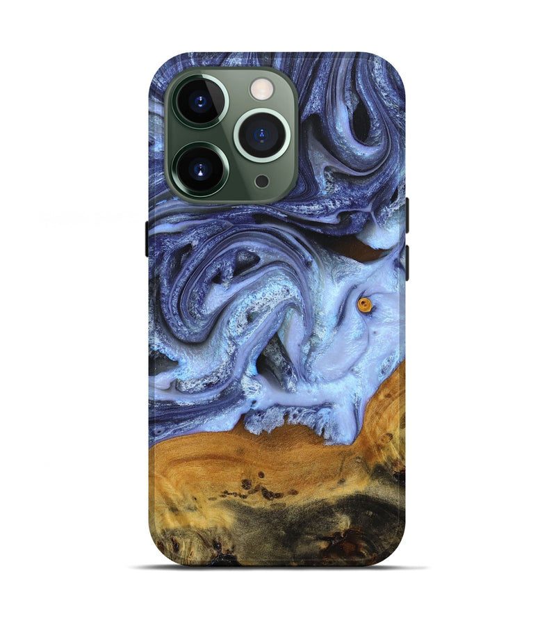 iPhone 13 Pro Wood+Resin Live Edge Phone Case - Mya (Blue, 674100)