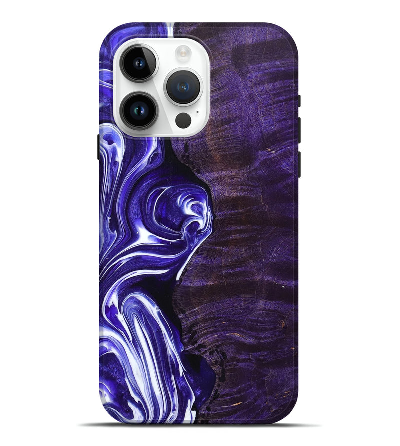 iPhone 15 Pro Max Wood+Resin Live Edge Phone Case - Fatima (Purple, 674107)
