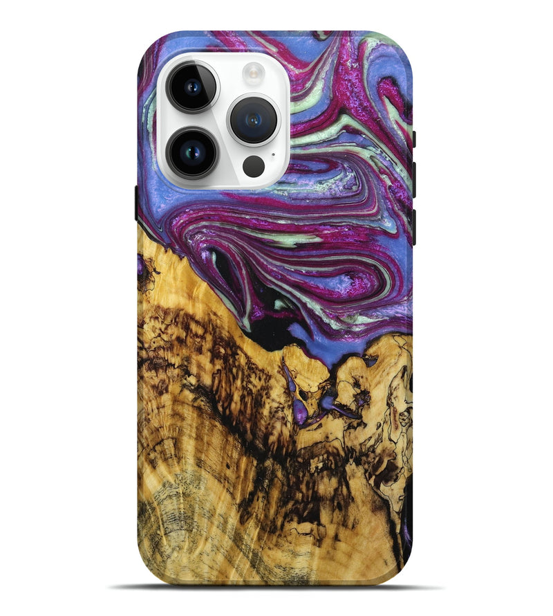 iPhone 15 Pro Max Wood+Resin Live Edge Phone Case - Jerry (Purple, 674109)