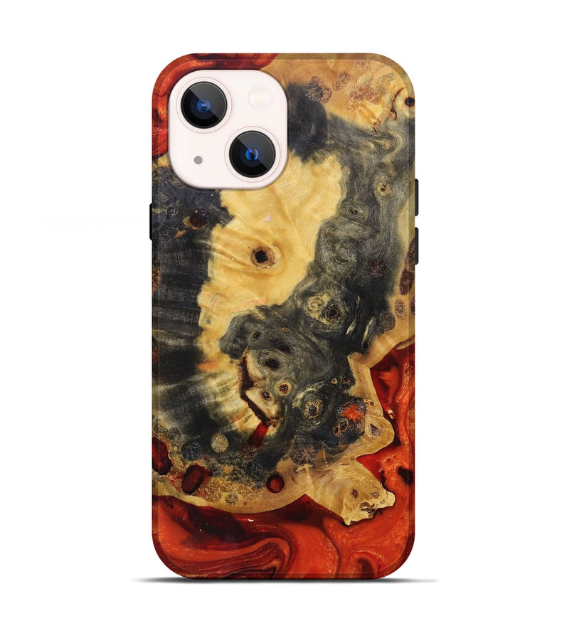 iPhone 13 Wood+Resin Live Edge Phone Case - Clara (Red, 674112)