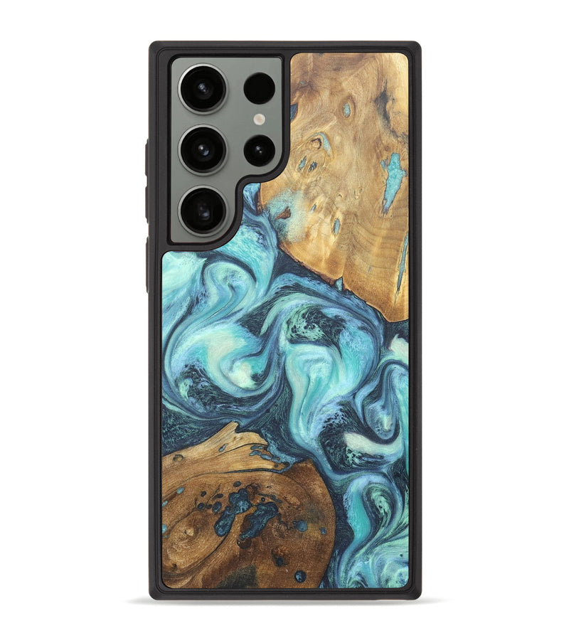 Galaxy S23 Ultra Wood+Resin Phone Case - Rebekah (Blue, 674199)