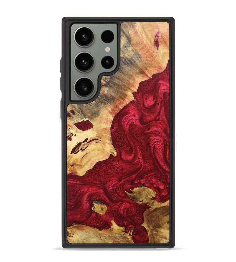 Galaxy S23 Ultra Wood+Resin Phone Case - Monica (Red, 674221)