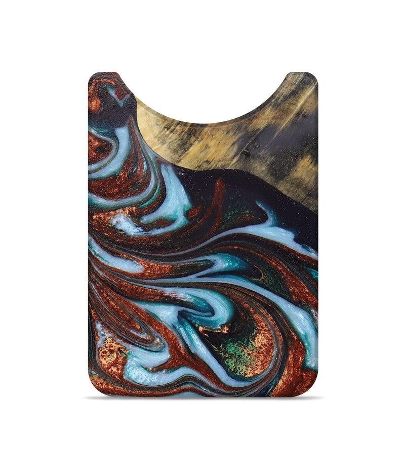 Live Edge Wood+Resin Wallet - Athena (Teal & Gold, 674443)