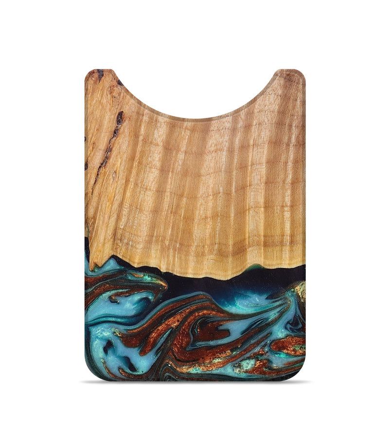 Live Edge Wood+Resin Wallet - Jacqueline (Teal & Gold, 674444)
