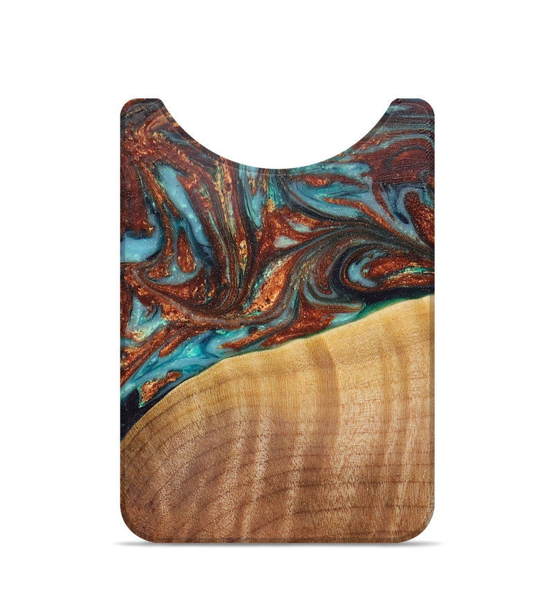 Live Edge Wood+Resin Wallet - Marissa (Teal & Gold, 674445)