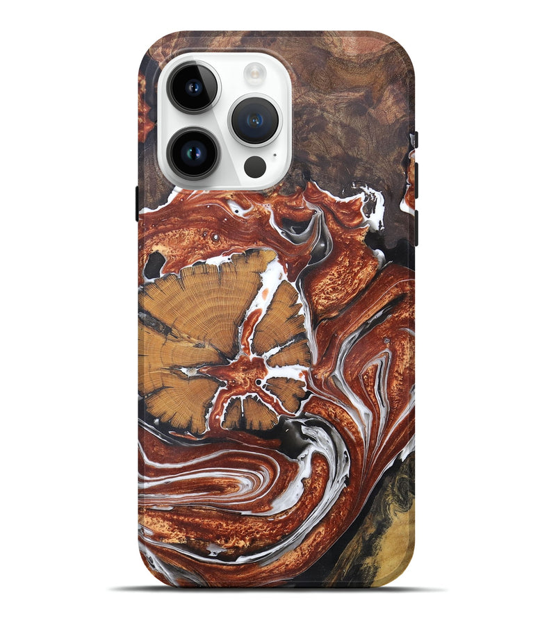 iPhone 15 Pro Max Wood+Resin Live Edge Phone Case - Sidney (Black & White, 674485)